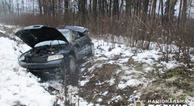 У селі Буденець внаслідок перекидання автомобіля в кювет травмувалася 20-річна кермувальниця та 21-річний пасажир