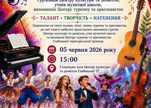 Звітний концерт гуртківців Центру культури та дозвілля, учнів Глибоцької музичної школи та вихованців Центру туризму та краєзнавства